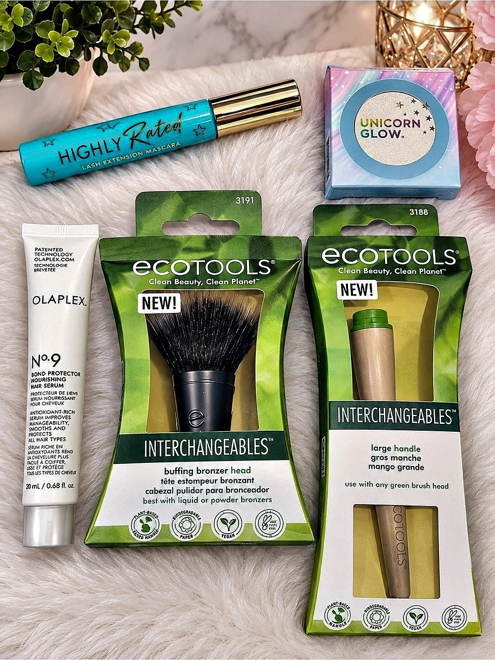 Ecotools Makeup Brush Set Milani lash extension mascara highlighter & Olaplex